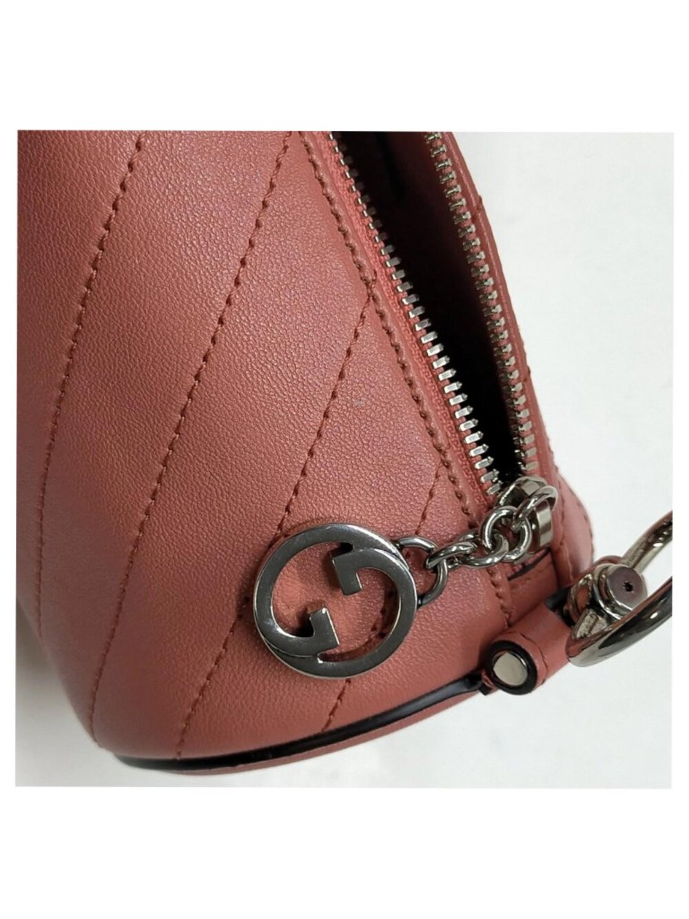 Authentic Gucci Pink Leather Mini Shoulder Bag Pochette GG Charm - Picture 10 of 16